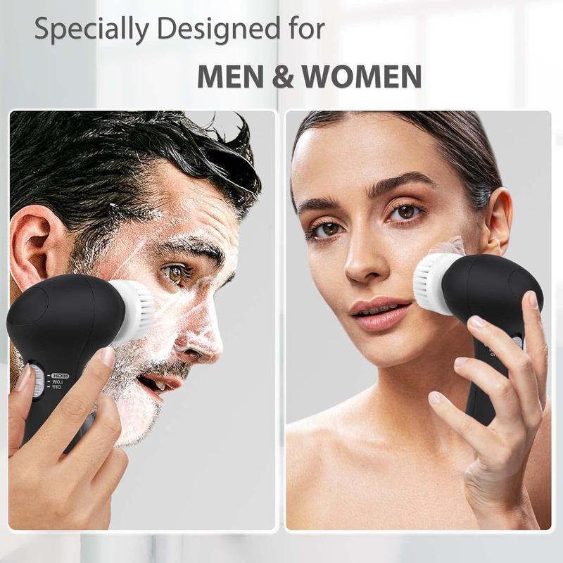 Facial Cleansing Brush Face Scrubber: Electric Face Spin Cleanser Brushes with 6 Brush Heads Deep Cleansing, Gentle Exfoliating, Removing Blackhead, Massaging