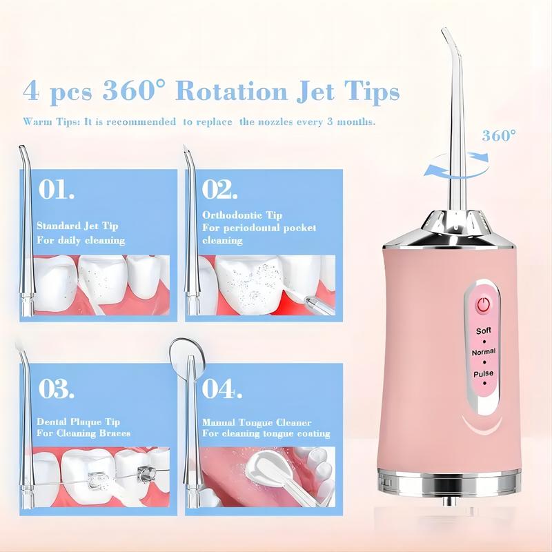 ETHME Water Flosser for Teeth - 4-in-1 Cordless Oral Irrigator with DIY Mode, 4 Jet Tips, Portable & Rechargeable - Perfect Gift for Oral Cleaning, Bad Breath Removal, Plaque Removal, and Teeth Protection - Deals for You Days