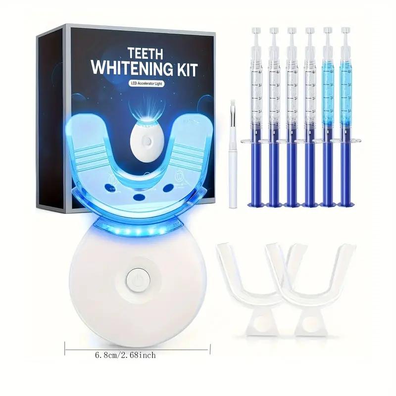 6 X 3ml Carbamide Peroxide Teeth Whitening Gel Kit - Fast,Gentle,Safe Enamel Teeth Whitening System with LED Light, Professional Oral Results at Home