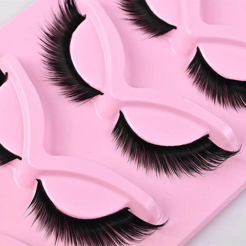 False Eyelashes, 5 Pairs Natural Look Lashes Winged False Eyelashes, Slender Fluffy Lashes, Faux Cat Eye Fox Fairy Eye Lashes (self Provided Adhesive), Eyelash Extensions Kit, Christmas, Christmas Gift