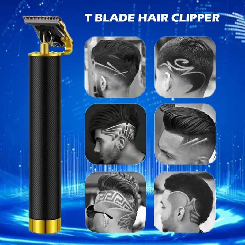 Hair Clippers for Men, Cordless Electric Hair Trimmer Rechargeable Beard Trimmer Shaver, Electric T Blade Trimmer Zero Gapped Edgers Hair Clippers Cutting Kit with Guide Combs, Black