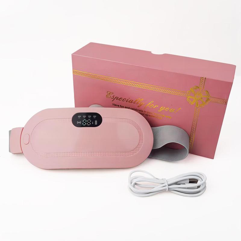 Hot Compress Vibration Belly Massager, Portable Uterus Warmer Belt with 4 Speeds Adjustment, Smart Heating Waist Belt for Women