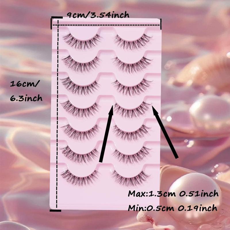 Natural False Eyelashes for Women, 1 Set Wispy D Curl Faux Cluster Lashes, Natural Curling Lashes for Eyelashes Extensions, Eye Makeup, Christmas Gift Accessories