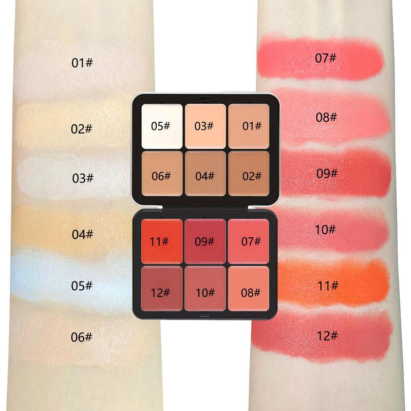 6 Color Cosmetic Concealer & 6 Color Blush Palette, Long Lasting Makeup Palette, Tinted Facial Contouring Makeup Products, Summer Gift, Girly Room Accessories Makeup, Christmas Gift