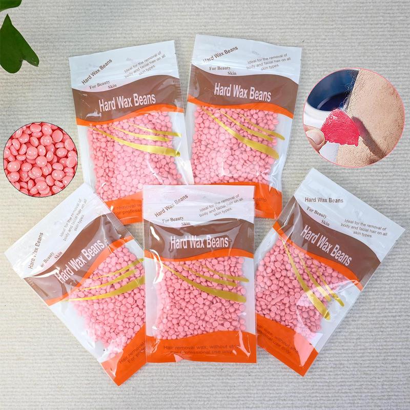 250g Hair Removal Wax Beans for Summer, 5 Counts set Light Scented Hair Removal Beans, Waxing Hair Removal Tool for Arms, Legs, Chest, Back, Underarm, Bikini Area, Waxing Kits, Christmas Gift