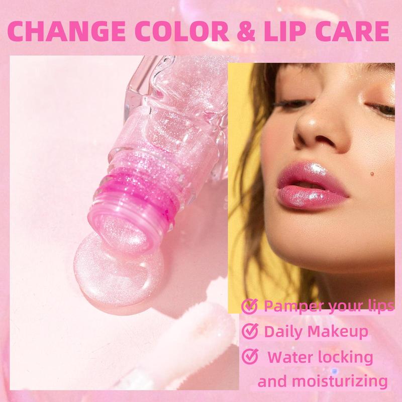 Juicy Temperature Color Changing Lip Oil, 1 Count Moisturizing Easy Coloring Lip Gloss, Non-stick Cup Lip Gloss, Plumping Lipstick for All Occasions Makeup