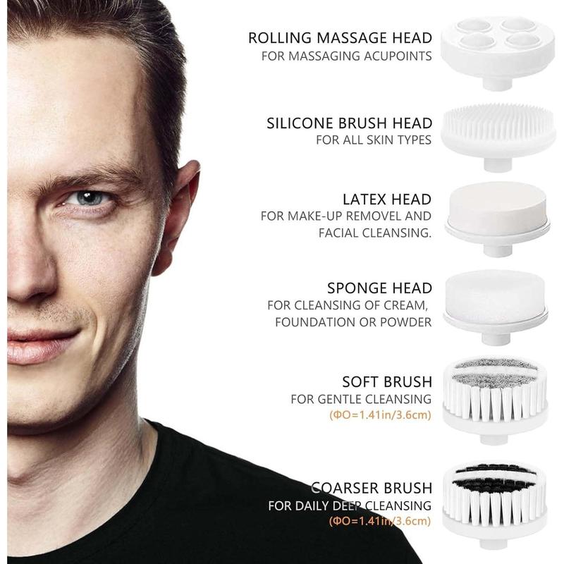 Facial Cleansing Brush Face Scrubber: Electric Face Spin Cleanser Brushes with 6 Brush Heads Deep Cleansing, Gentle Exfoliating, Removing Blackhead, Massaging