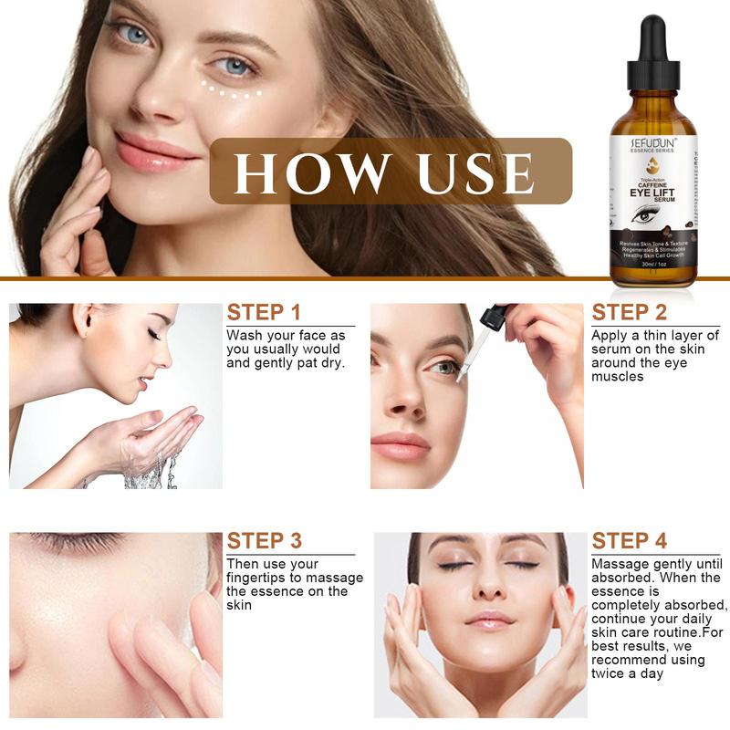 Caffeine Eye Lift Serum, Moisturizing Eye Serum, Hydrating Eye Care Product for Women, Reduces The Look Of Dark Circles, Eye Bags and Firming Eye Care Product