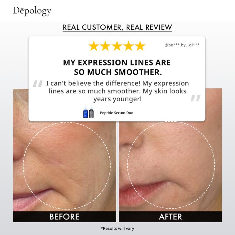 Dēpology Peptide Serum Duo - Smooth, Rejuvenate, Hydrate & Revive for Mature Skin-Korean Skincare Facial Moisturizer