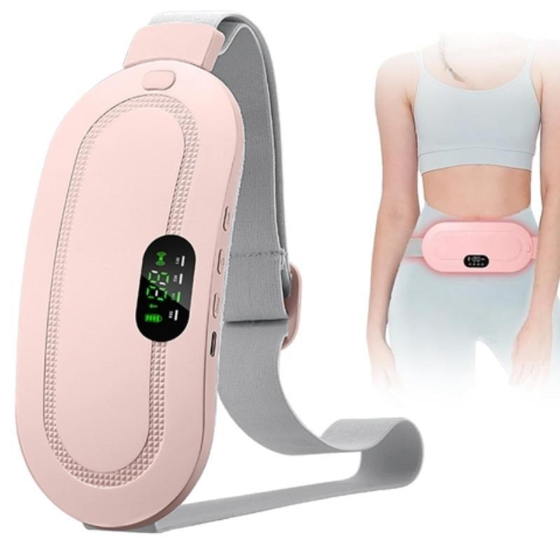 Hot Compress Vibration Belly Massager, Portable Uterus Warmer Belt with 4 Speeds Adjustment, Smart Heating Waist Belt for Women