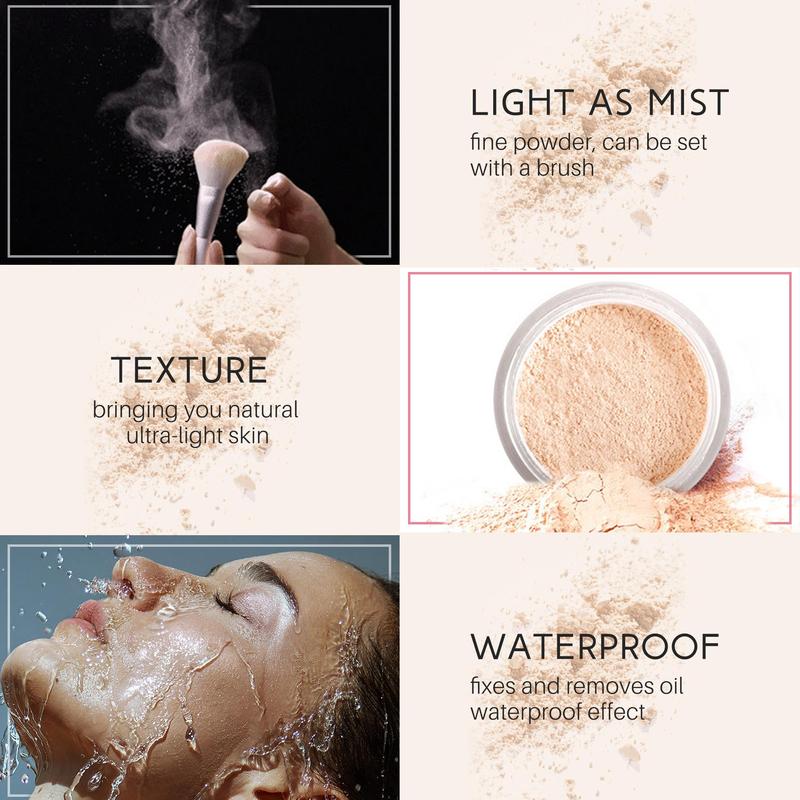 Long-lasting Matte Powder, 1 Box Oil Control Loose Powder, Face Makeup Setting Powder, Portable Makeup Accessories for Women