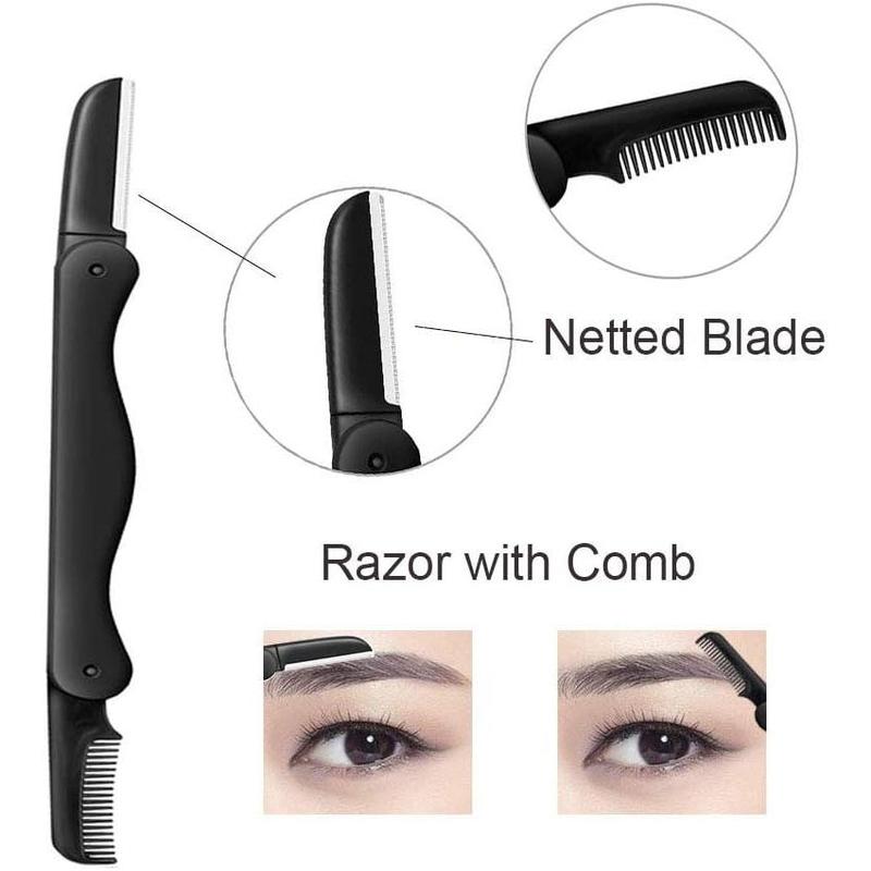 Eyebrow Razor, 5-in-1 Eyebrow Kit, Professional Eyebrow Grooming Set, Eyebrow Trimmer Set for Women and Men, Including Brow Razors Trimmer, Brush, Eyebrow Scissors, Slant Tweezers