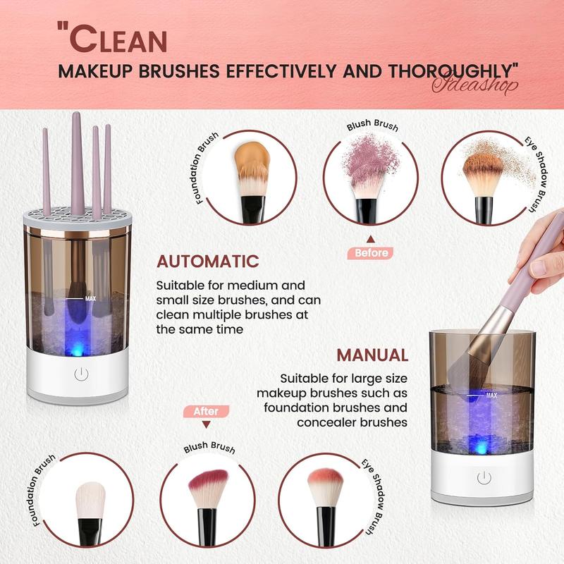 Electric Makeup Brush Cleaner, Automatic Spinning Brushly Pro Makeup & Cosmestic Brush Cleaner, Deep and Gentle Cleaning Brush Blender for All Size Beauty Makeup Brushes, Gift for Women Wife