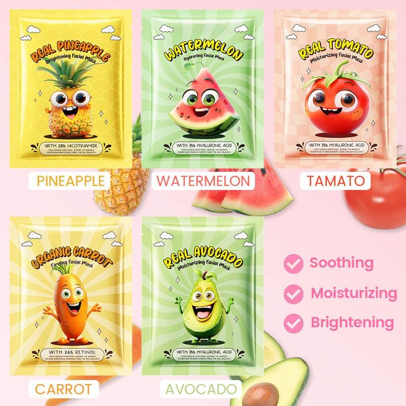 10 Pack Fruit Face Masks for , Spa Party Facial Mask Skincare Set, Sheet Masks Skin Care, Moisturize Brighten Soothe for All Skin Types, Christmas Birthday Gifts for Women Men Girls, 01