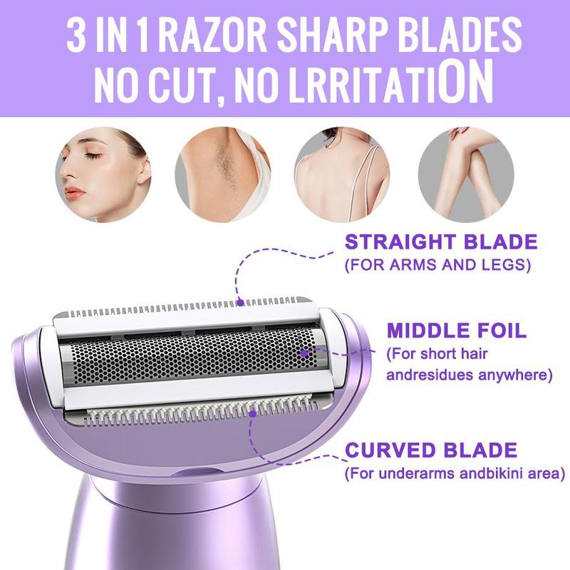 Electric Shaver for Women, 1 Set Rechargeable Trimmer with Detachable Head, Cordless Wet Dry Use Trimmer for Legs & Public Hairs