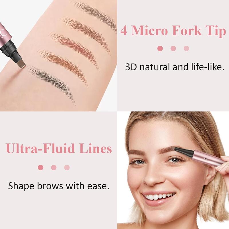 Magic Eyebrow Microblading Pen, 4 Micro-Fork Tip for 3D Realistic Brow, Waterproof Eyebrow Pencil, Tattoo Brow Tint Pen Makeup, 10g Cosmetic