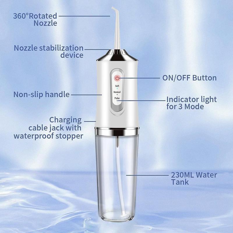 4 In 1 Water Flosser For Teeth, Cordless Water Flossers Oral Irrigator With DIY Mode 4 Jet Tips, Tooth Flosser, Portable And Rechargeable For Home Travel, For Men And Women Daily Teeth Care, Ideal For Gift, Father Day Gift Waterproof Kit Whitening