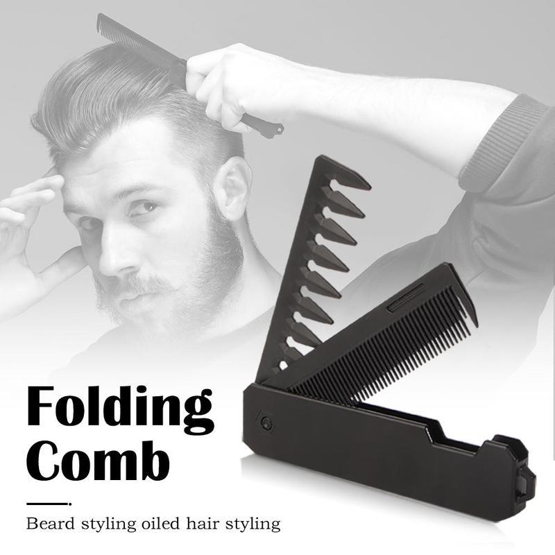 2 in 1 Double Tooth Foldable Comb, 180 Degree Rotatable Portable Travel Hair Styling Comb, Lightweight Hair Grooming Tool for Men & Women