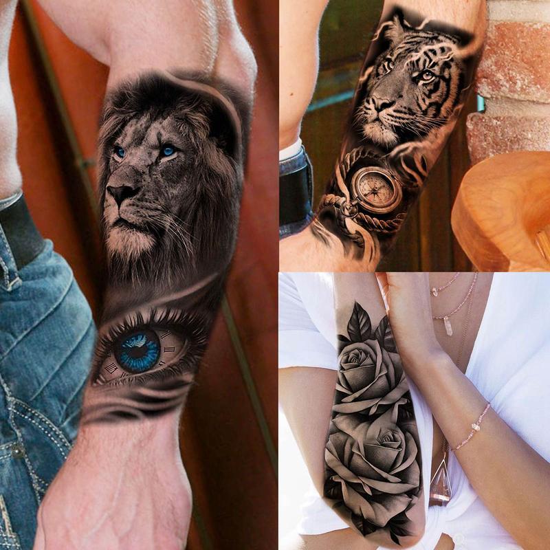 Animal & Skull Pattern Temporary Tattoo, 61pcs set Fake Tattoo Body Art Sticker for Men & Women, Realistic Arm Tattoos for Adults, Body Art, Body Tattoos, Body Stickers Party Supplies