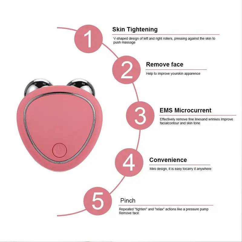 1pcs EMS Micro Current Beauty Instrument Mini Portable Face Slimming Sonic Vibration Massager Lifting Firming Skin Diminish