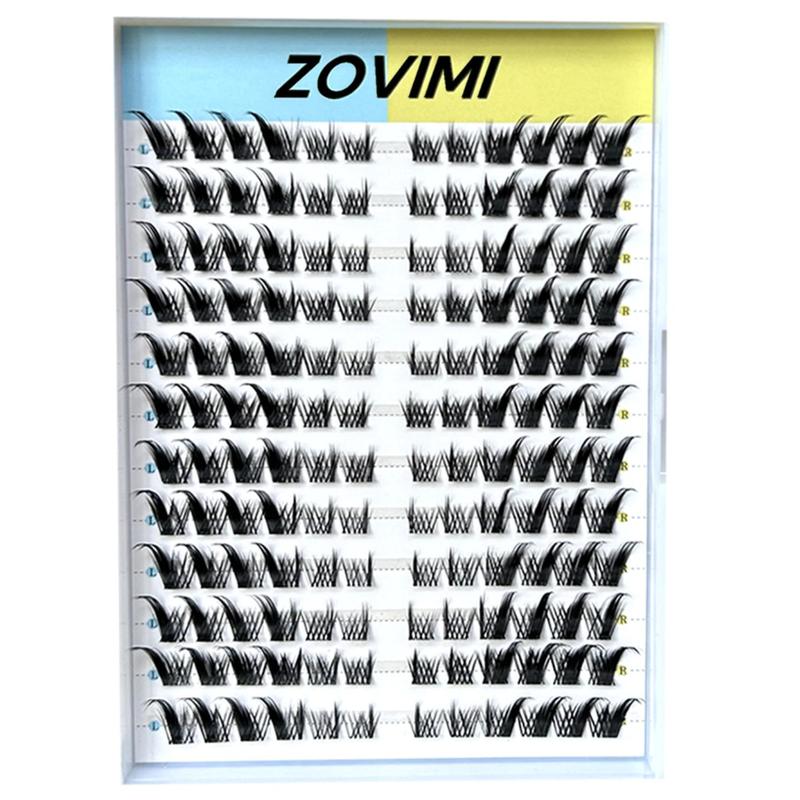 Zovimi Fox Eye Lashes Fluffy Lash Clusters ,C Curl False Eyelashes Left & Right Cluster Eyelash Extensions 144 PCS Individual Lashes Fox Eye Manga Lashes DIY At Home