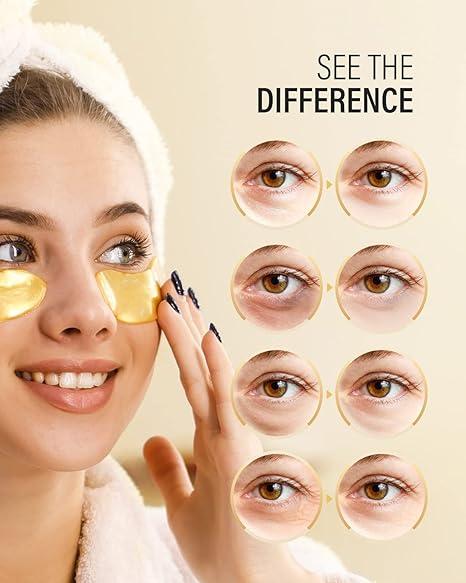 Maskiss 24k Gold Eye Patches for Dark Circles and Puffiness 50Pairs - Comfortable Eye Care