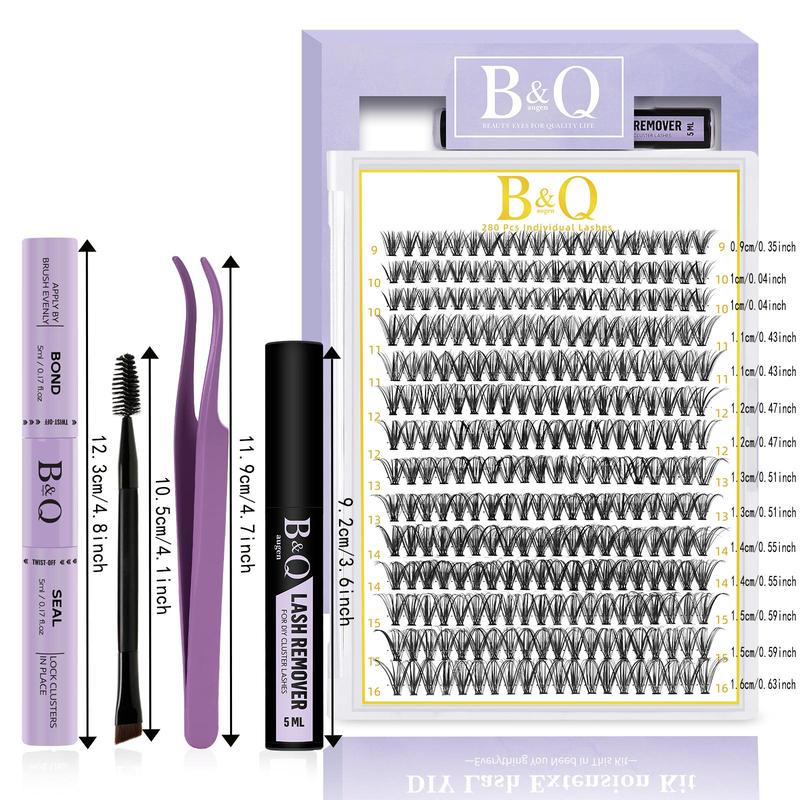 DIY Lash Extension Kit B&Q 280 Pcs Individual, 0.07D 9-16Mix 40D Lash Clusters Kit With Eyelash Extension Glue, Lash Glue Remover, Cosmetic Lash Clusters (kit-40D-0.07D,9-16Mix), Christmas Gift