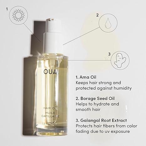 OUAi Hair Oil - Adds Hair Shine and Smooths Split Ends - Hair Heat Protectant Oil for Frizz Control - Color Safe Formula - Paraben, Phthalate and Sulfate Free 1.5 oz 45ml Haircare Serum Hydrating