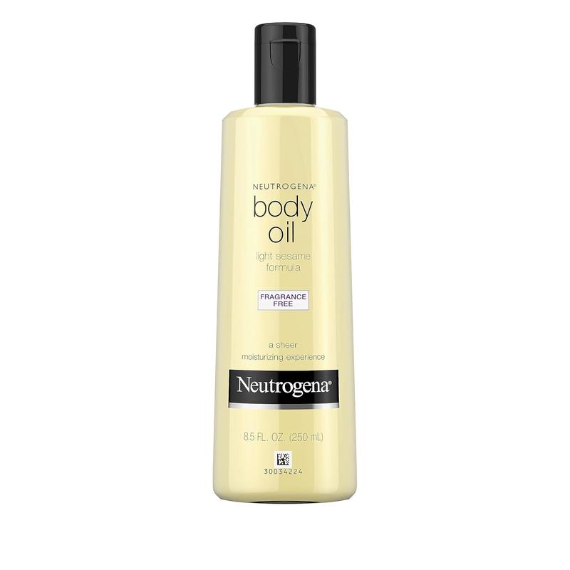 Neutrogena Fragrance-Free Body Oil Light Sesame Formula, Dry Skin Moisturizer & Hydrating Body Massage Oil, for Radiant & Healthy Glow, Nourishing After Shower & Bath Oil, 8.5 fl. oz