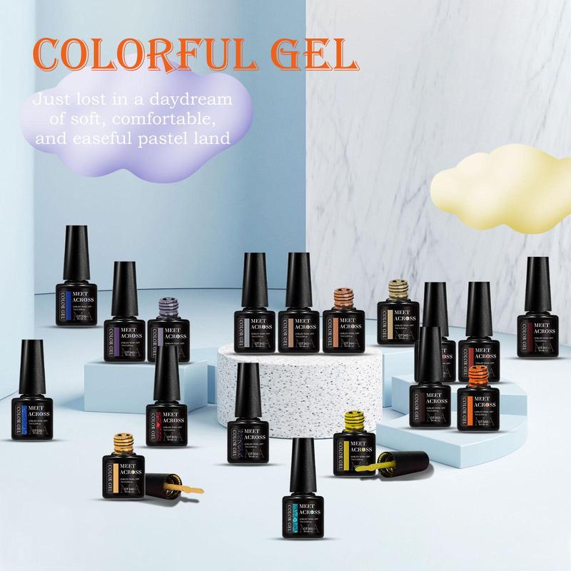 Gel Nail Polish Set, 18pcs set Classic Popular Gel Nail Kit, Suitable for All Seasons Starter Nail Gel Polish Set, UV LED Nail Art Decorations