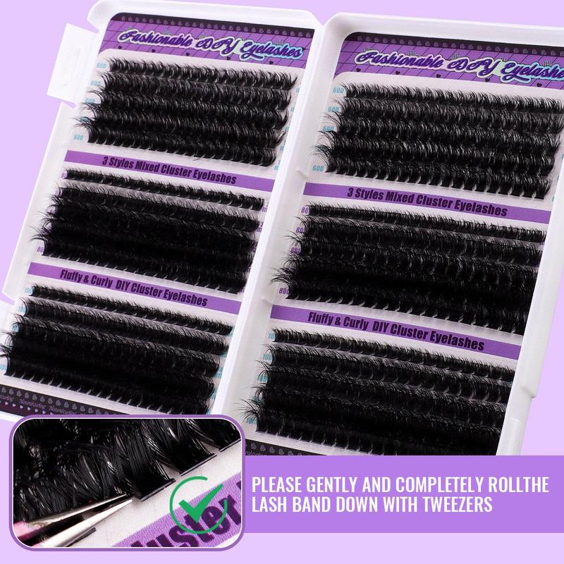 Natural Look Eyelash Extensions Kit, 1 Set Including Mixed Length False Eyelashes