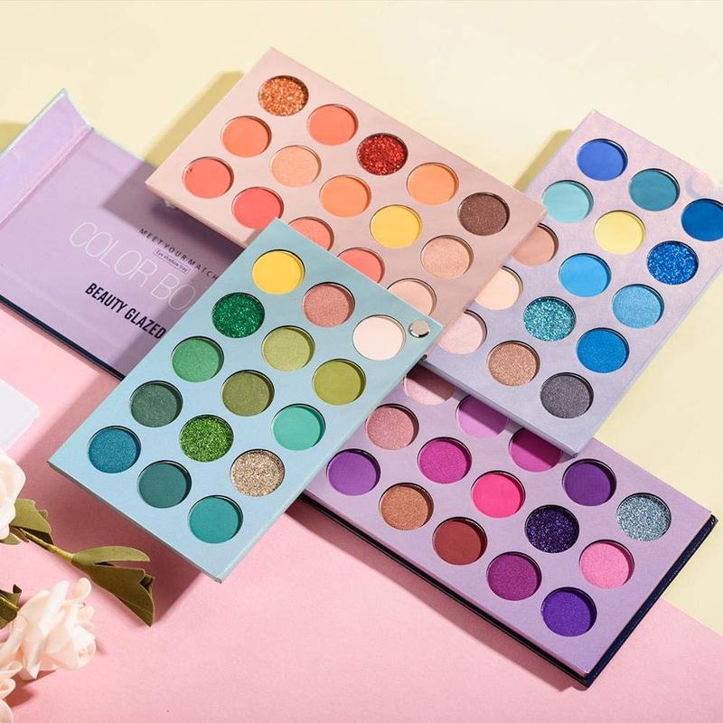 4 in 1 60 Color Eyeshadow Palette, High Pigmented Glitter Matte Eye Shadow, Rotatable Vibrant Color Makeup Palette, Eye Cosmetic