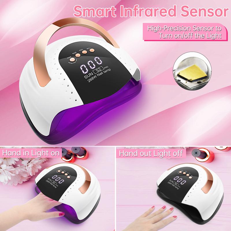 LKEnail UV LED Nail Lamp, Christmas Gifts, SUN S2 Fast Nail Dryer, Nail Curing Light With 57 LED Beads, LCD Touch Screen Auto Sensor Nail Lamp Anil Art Tools, Nail Enhancement Machine for Home Studio Use christmas nails