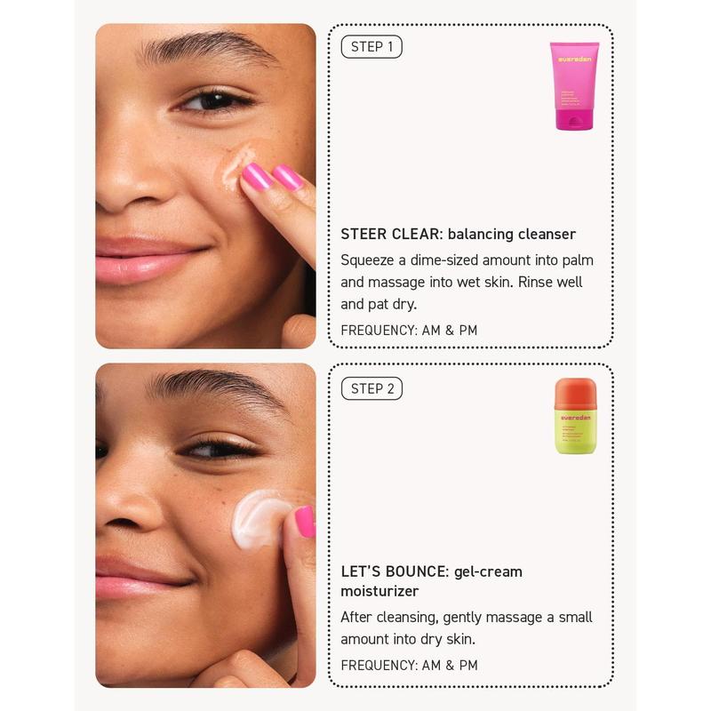 Evereden Clear Skin Duo – Safe Skincare for Teens – Steer Clear Cleanser & Let’s Bounce Moisturizer with Triple Tea Complex for Balanced, Clear Skin - For Teens & Pre-Teens