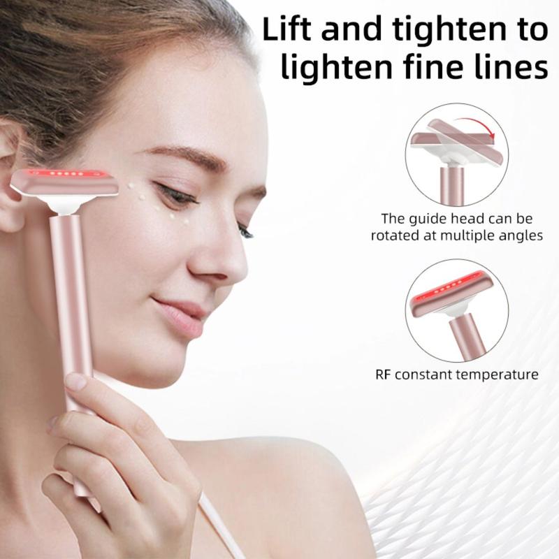 Newest 4 In 1 Electric Golden Beauty Stick V Face Artifact Facial Massage Stick Beauty Equipment Vibration Meter Aluminum Durable