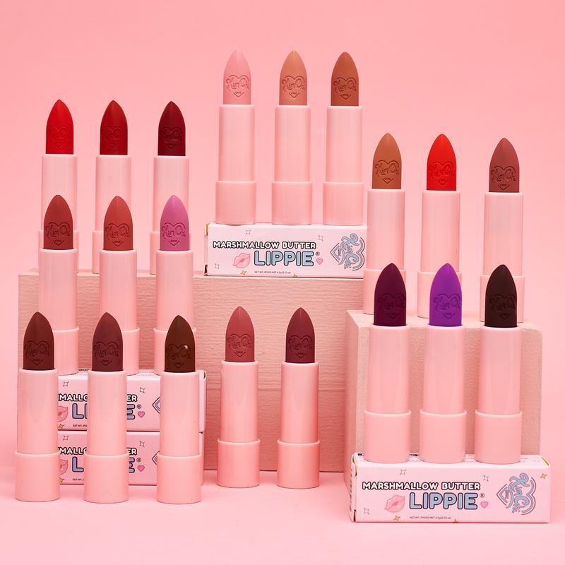 KimChi Chic Marshmallow Butter Lippie, Creamy Lipstick with Rich Pigments, Variety of Colors, Cosmetic Makeup