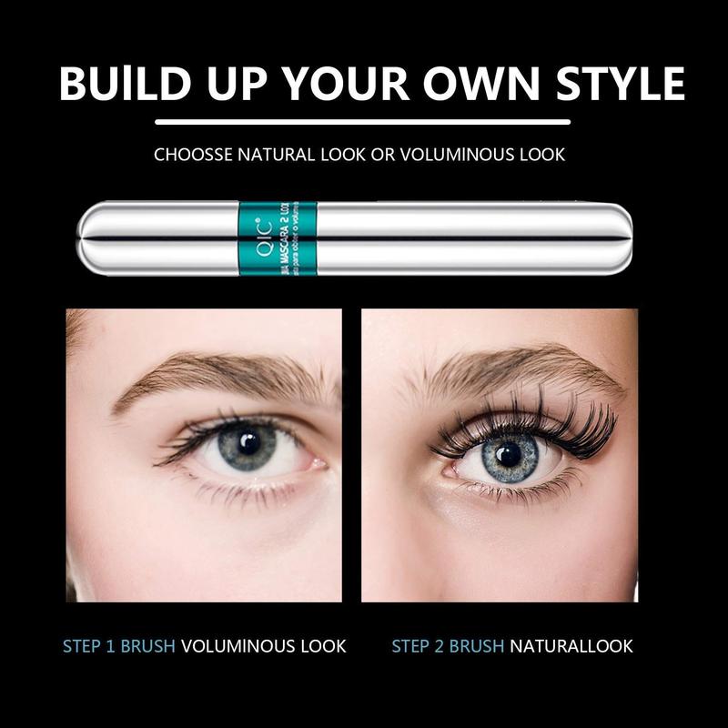 4D Silk Fiber Lash Mascara,2 in 1 Mascara For Natural Lengthening And Thickening Effect,no clumping Superstrong Mascara for Long-Lasting,Beauty Charming Eye Make up