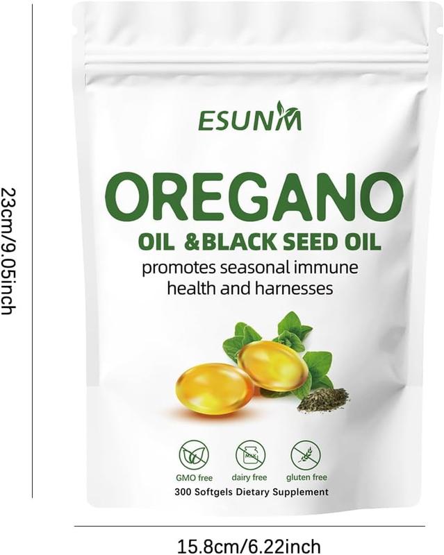 ESUNM Oregano Oil with Black Seed Oil, Oil of Oregano, 4X Strength Carvacrol & Thymoquinone