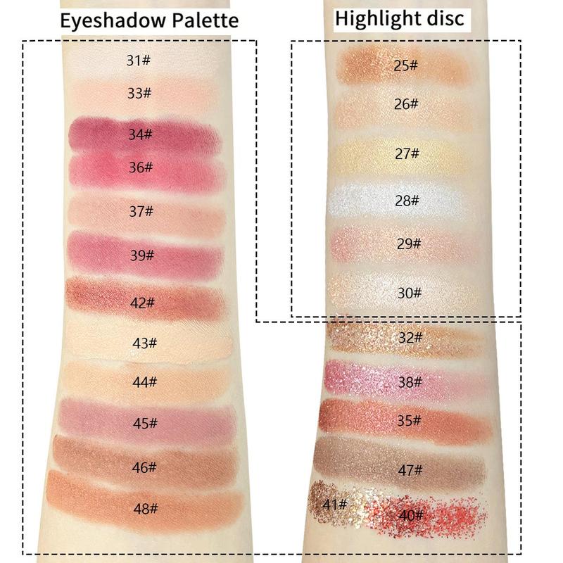 48 Color Makeup Palette with without Brush Set, 1 Set Multi-functional Makeup Palette, High Pigmented Blendable Makeup Powder for All Styles