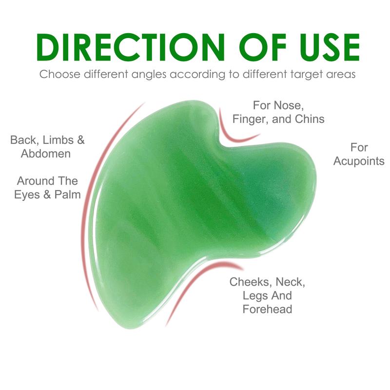 Aliver Gua Sha Scraping Massage Tool with Castor Oil, Natural Jade Gua Sha Board, 2 Colors