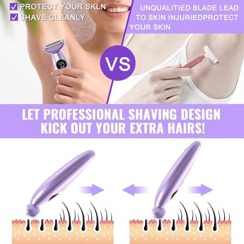 Electric Shaver for Women, 1 Set Rechargeable Trimmer with Detachable Head, Cordless Wet Dry Use Trimmer for Legs & Public Hairs