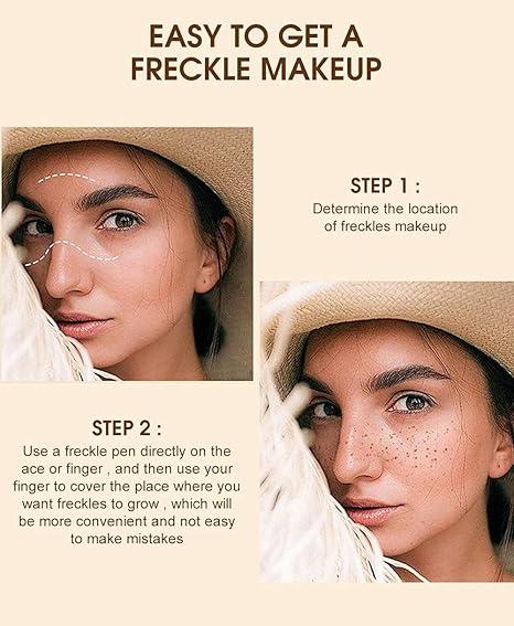 Freckle Pen Waterproof 2 Colors,Natural Lifelike Faux Face Freckle Makeup Pen,Magic Freckle Color,Waterproof Longlasting Soft Small Sopt Pen,For Natural Effortless Sunkissed Skin Makeup