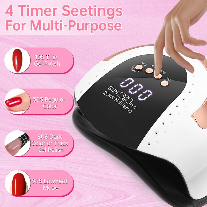 LKEnail UV LED Nail Lamp, Christmas Gifts, SUN S2 Fast Nail Dryer, Nail Curing Light With 57 LED Beads, LCD Touch Screen Auto Sensor Nail Lamp Anil Art Tools, Nail Enhancement Machine for Home Studio Use christmas nails