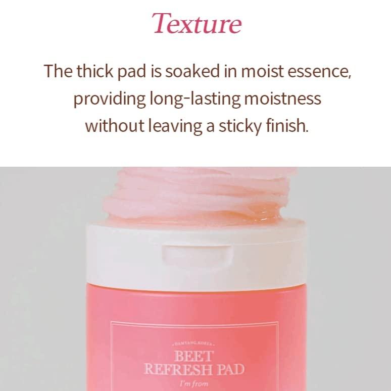 [I’m From Official Shop] Beet Refresh Pad 60 sheets, triple-layered pads hold 260ml essence, 20% red beet extract from Korea, Full of moisture with a slice of Red Beet, vitality for dull, rough skin, Korean Skincare Skin Repair Comfort