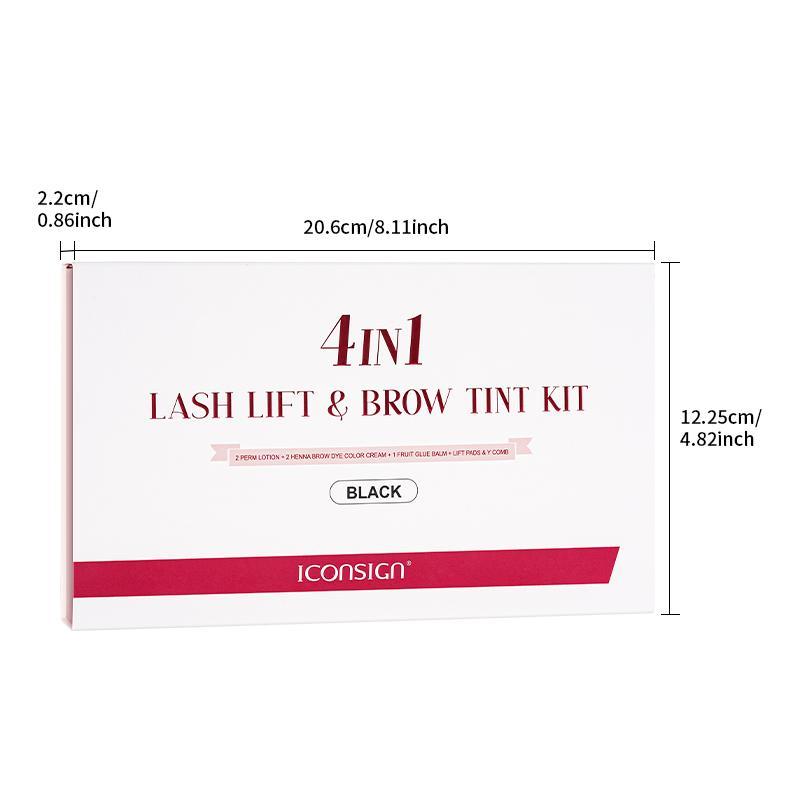 4 in 1 Eyelash & Eyebrow Dye Kit, 1 Set Professional Semi-permanent Curling Eyelash Perm Eyebrow Dye Kit, Suitable for Salon & Home Use