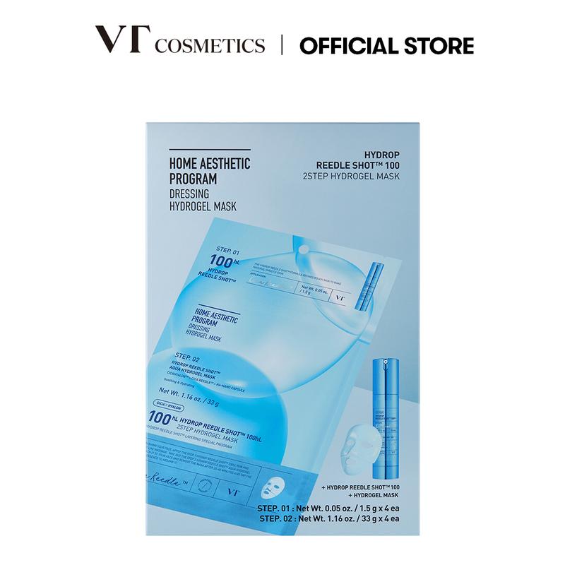 [Official VT Cosmetics] VT Reedle Shot 100 2-Step Hydrogel Mask 4EA | Exosome | Korean Overnight Melting Mask