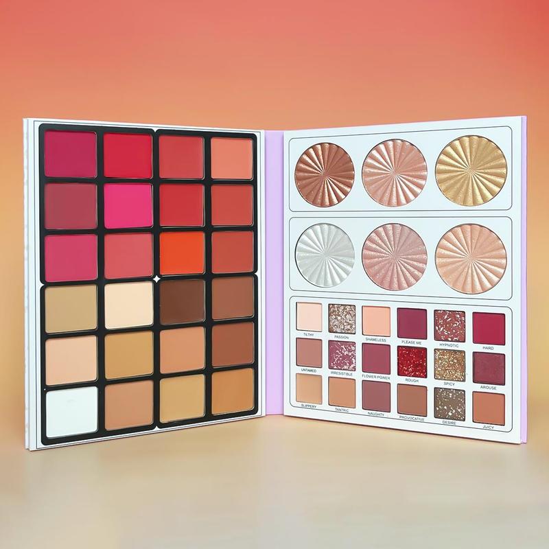 48 Color Makeup Palette with without Brush Set, 1 Set Multi-functional Makeup Palette, High Pigmented Blendable Makeup Powder for All Styles