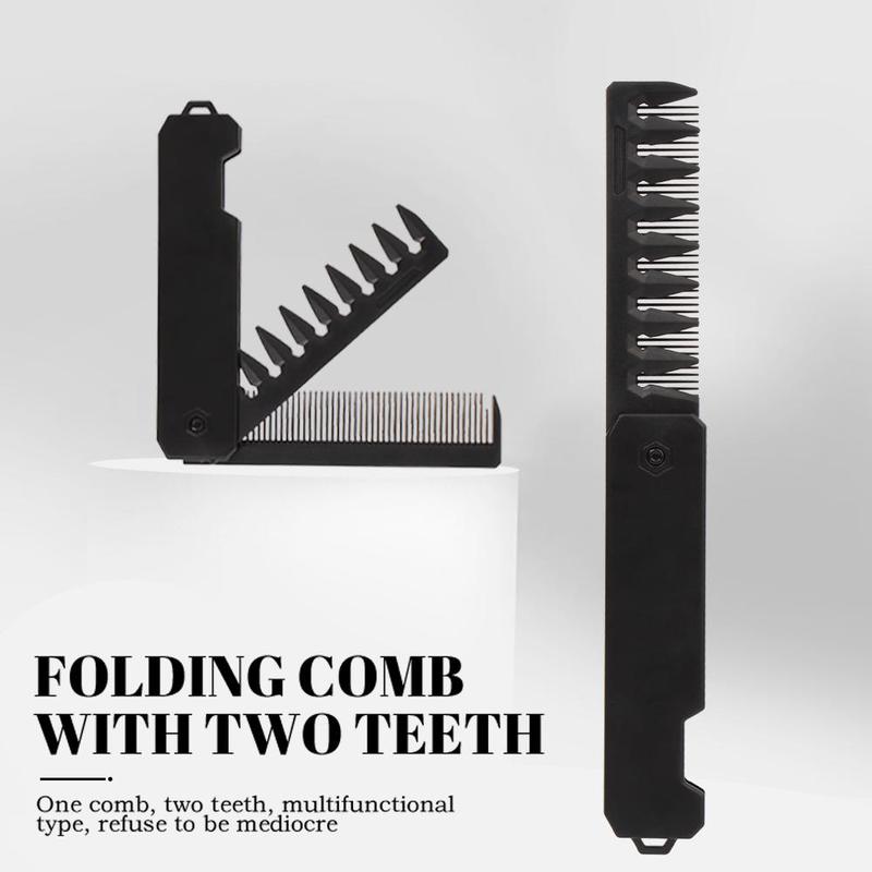 2 in 1 Double Tooth Foldable Comb, 180 Degree Rotatable Portable Travel Hair Styling Comb, Lightweight Hair Grooming Tool for Men & Women