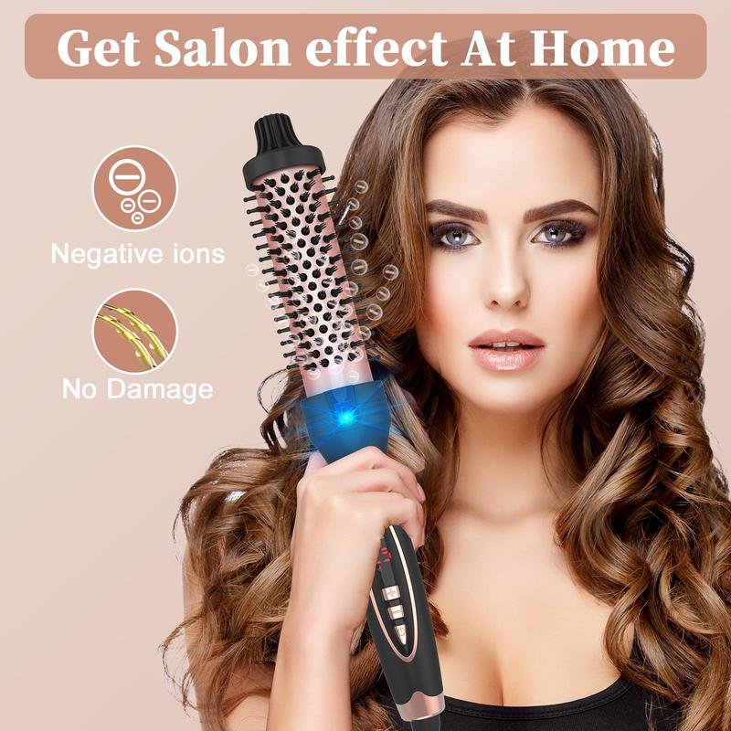 Hair Curler New Upgrade 1.25 Inch Thermal Brush Create Loose & Volume Curls Digital Display 9 Heat Settings Tourmaline Ionic Hair Curler 1 1 4 Inch Curling Iron Brush Dual Voltage for Traveling Handle Plug