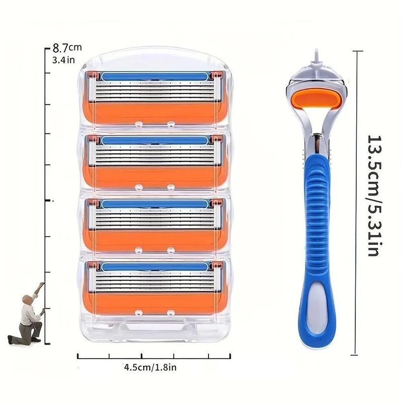 5-layer Manual Razor with Blades, 1 Set Classic Razor Shaving with Replacement Blade, Skin Protection Double Blade Safety Razor